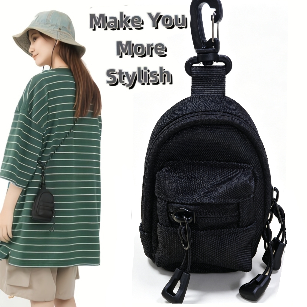 Mini Backpack Purse - Mini cartera de nailon con mosquetón