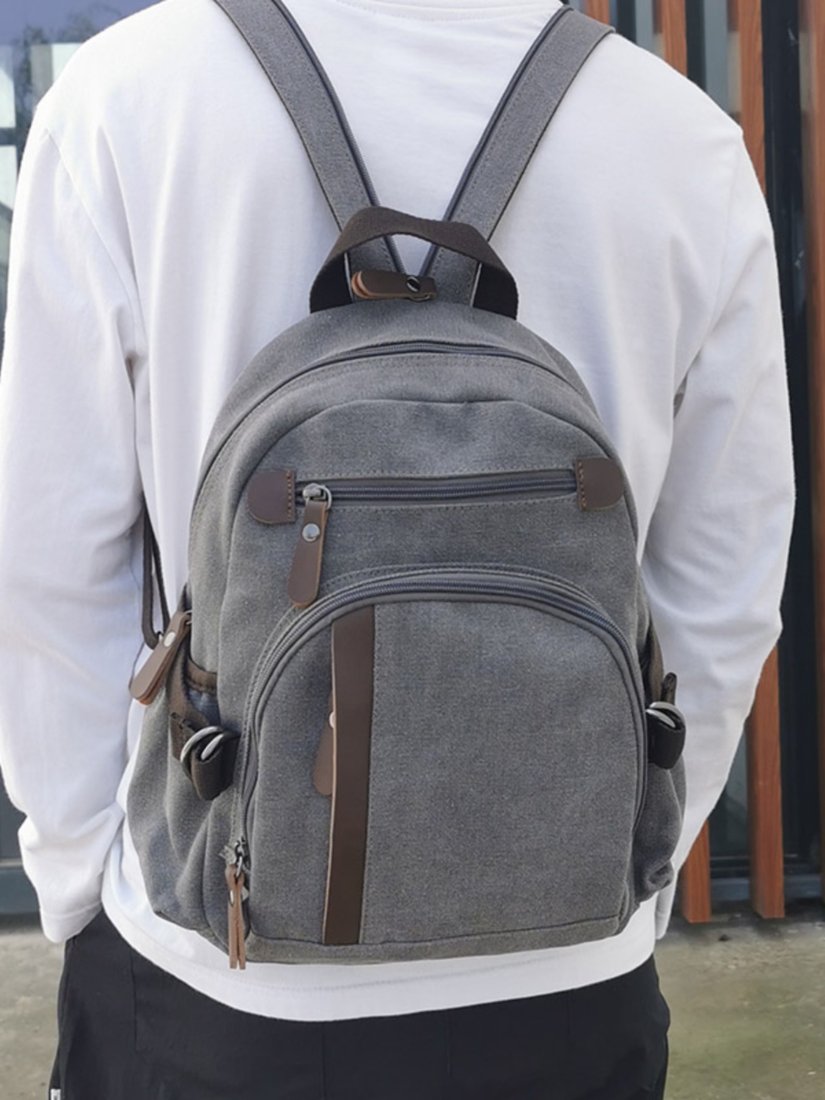 Canvas Backpack Casual - Mochila pequeña de lona para hombre,
