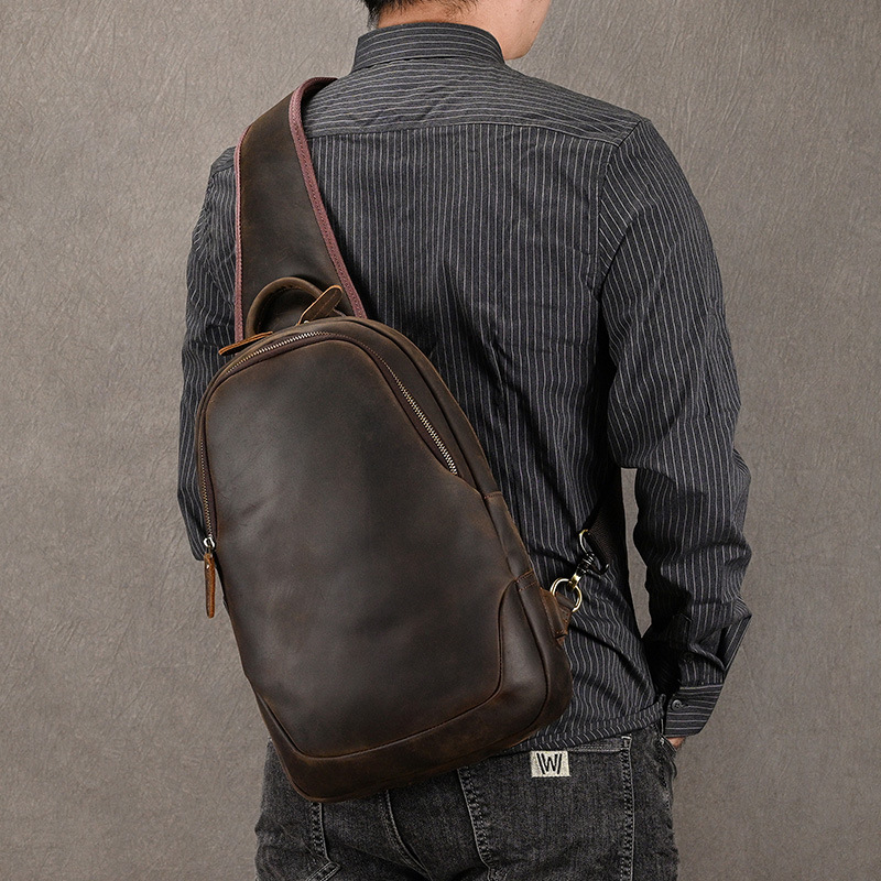 Leather Backpack Vintage - Bolso de pecho de piel de