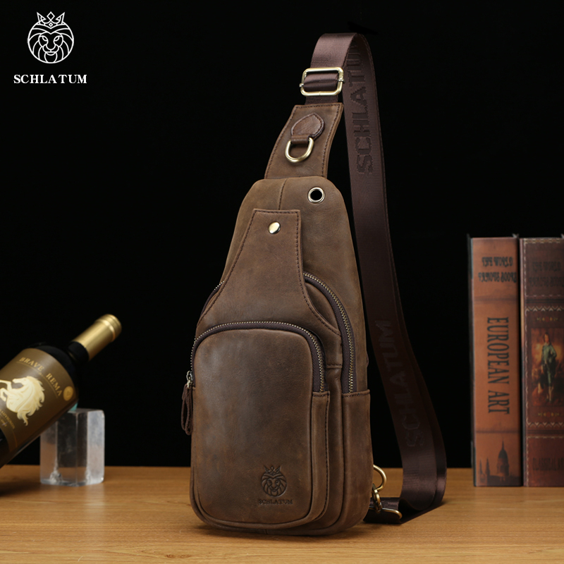 SCHLATUM 100% bolso de pecho d - Leather Backpack Vintage reseña y precio