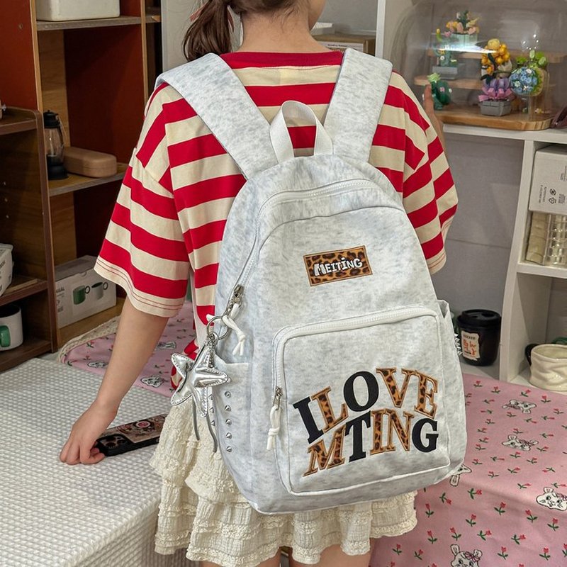 Mochila Gris Y2K para Mujer, L - School Backpack Teen reseña y precio