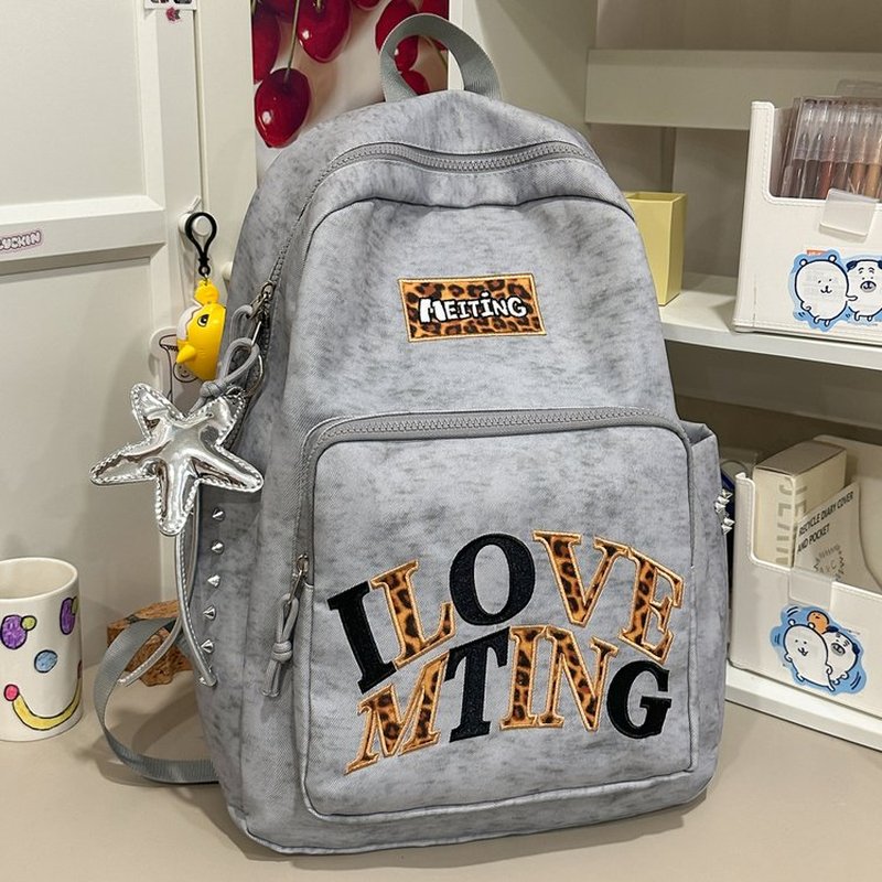 Mochila Gris Y2K para Mujer, L - School Backpack Teen reseña y precio